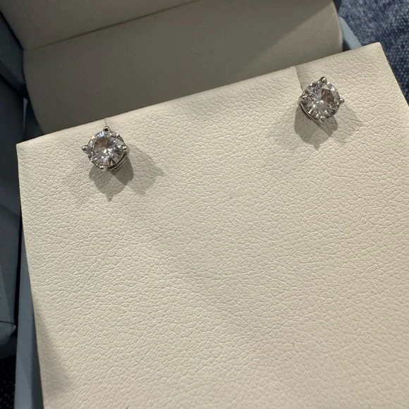 Charles & Colvard White Gold Stud Earrings - Picture 3 of 14